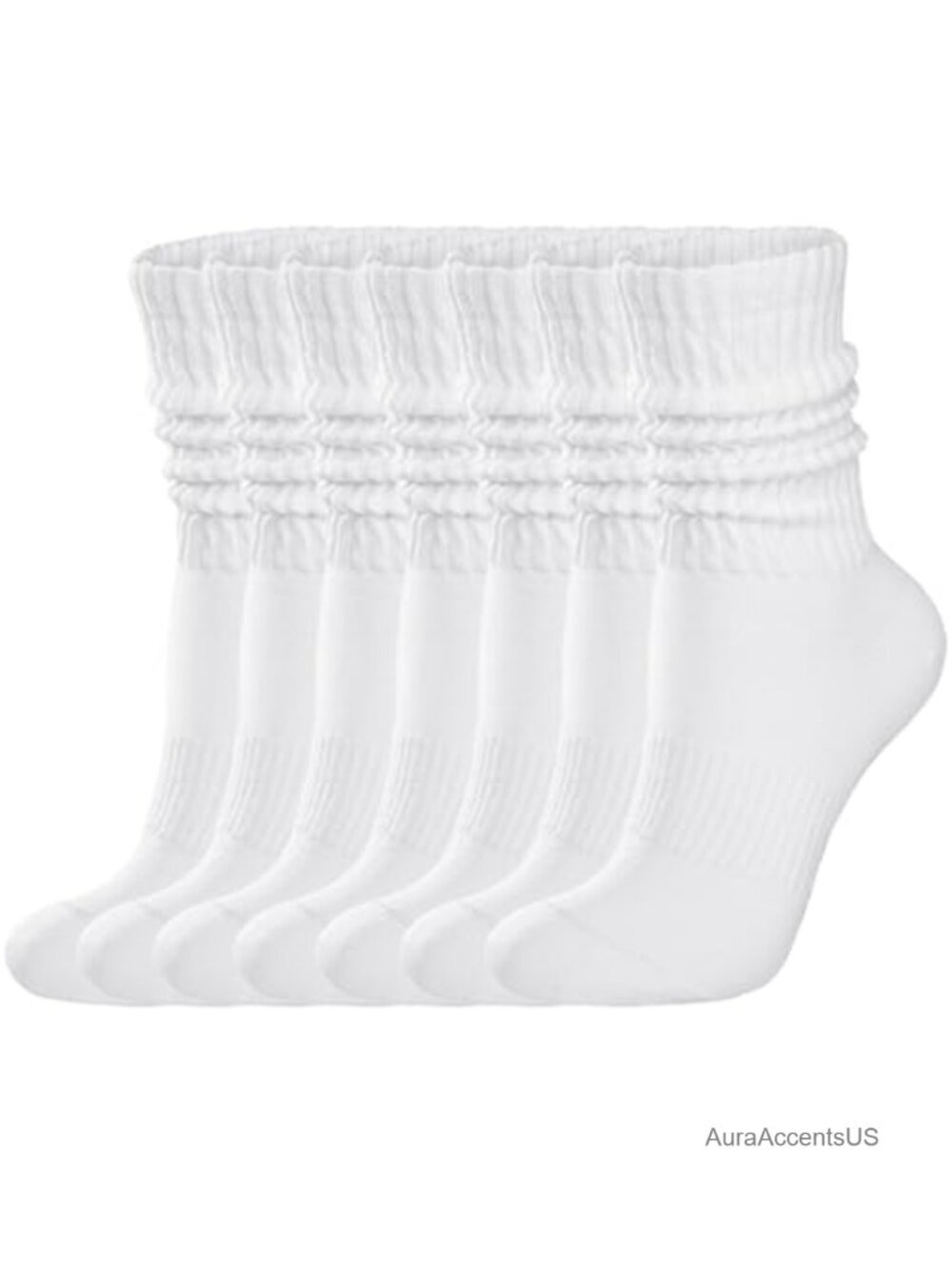 Women's Cotton Scrunch Socks 6 Pack Mid Calf Slouch Crew Socks